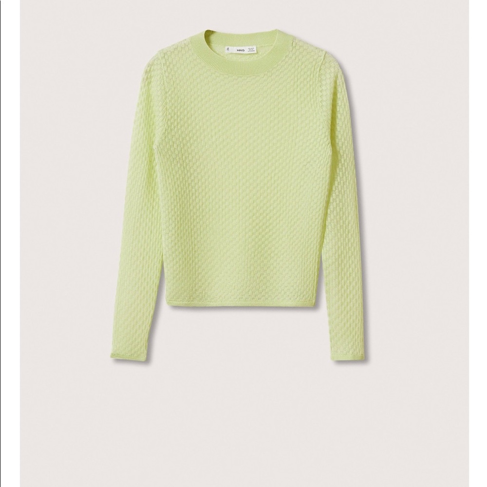 MANGO Textured Checked Sweater